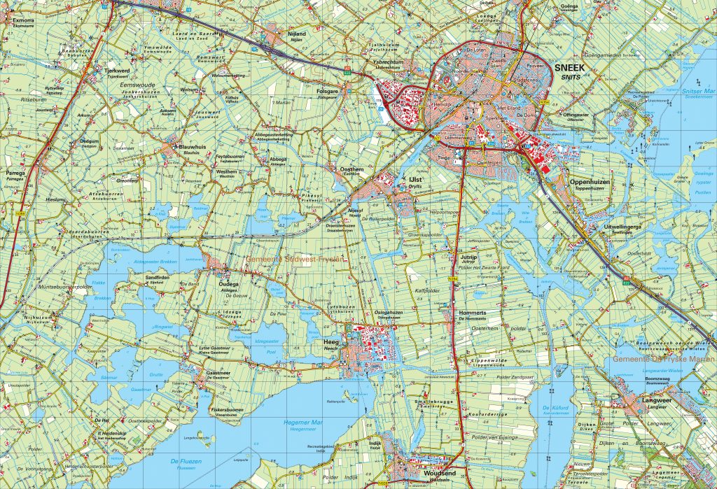 Topografische kaarten 1;50.000 overzicht, kaart 10 Oost sneek uitsnede