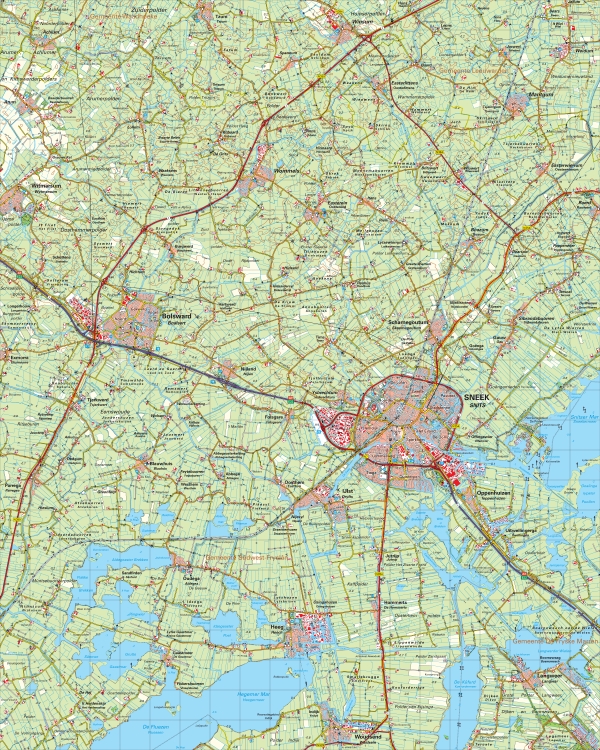 Topografische kaarten 1;50.000 overzicht, kaart 10 Oost sneek