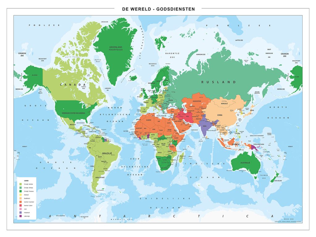 wereldkaart Godsdiensten