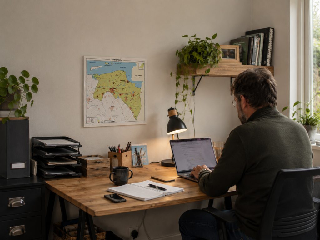 Groningen kaart 453 op gesatineerd papier in werkkamer