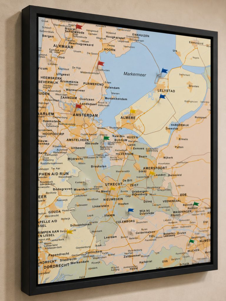 Ingelijste beprikbare Nederlandkaart 533 (uitsnede, mogelijk op aanvraag)