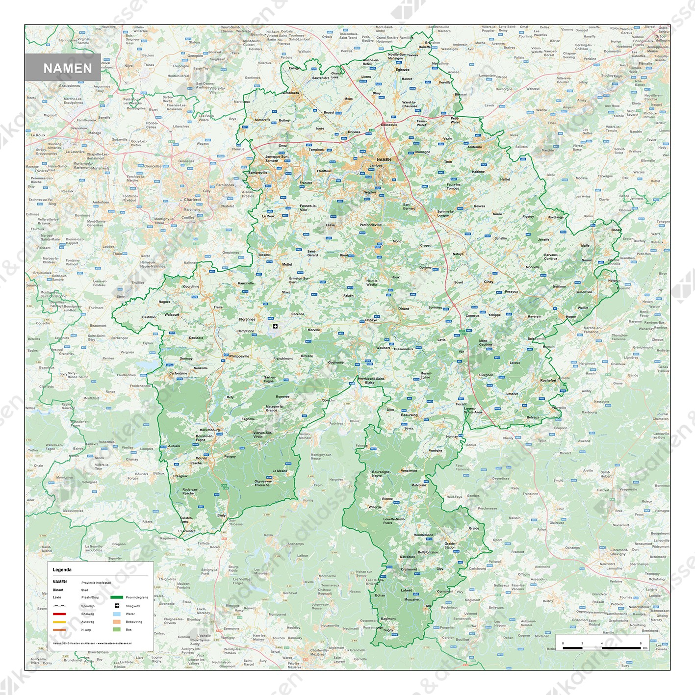 Provinciekaart Namen Natuurkundig 365