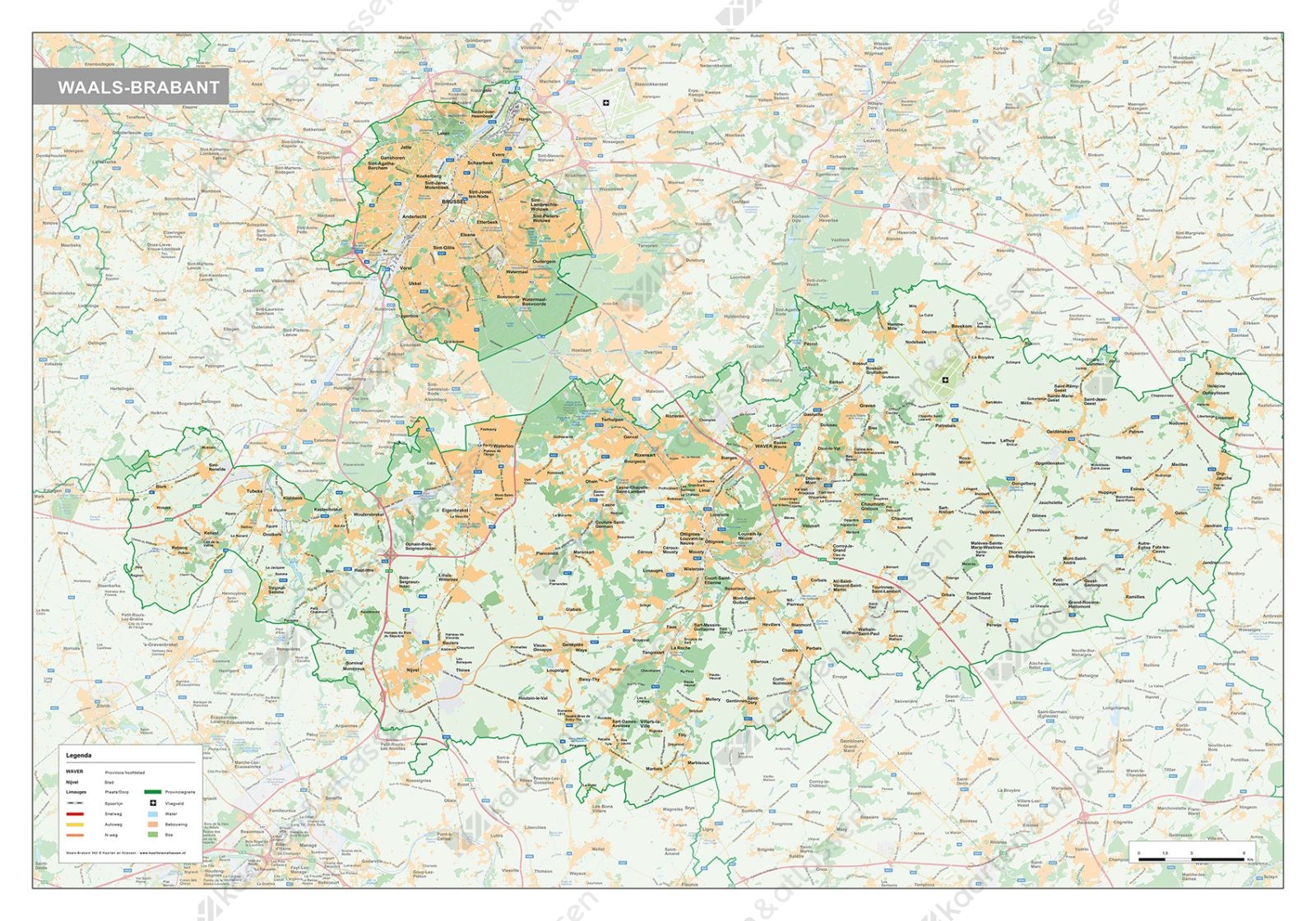 Provinciekaart Waals-Brabant Natuurkundig 363
