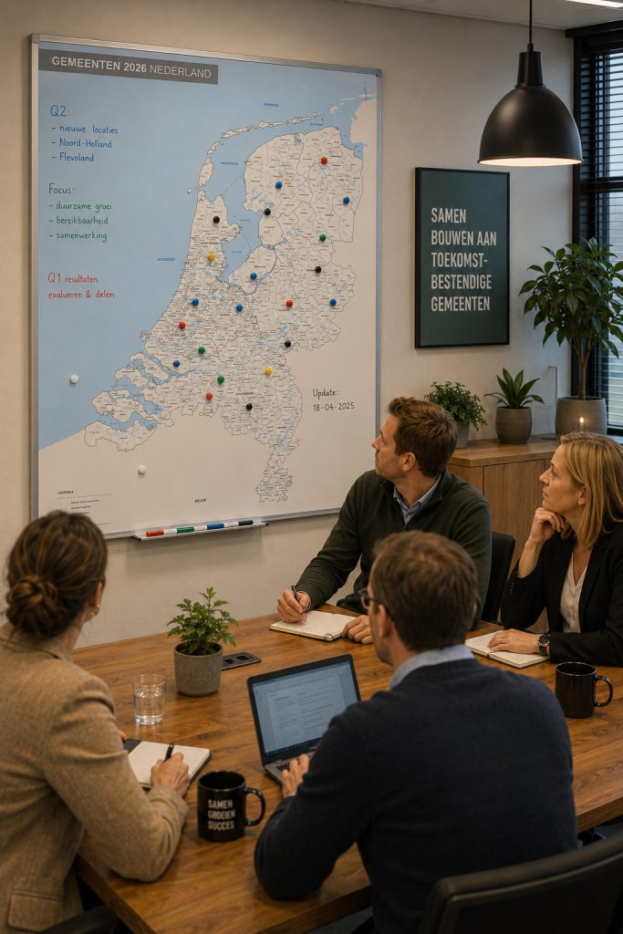 Whiteboard Nederland kaart 305 in vergaderruimte