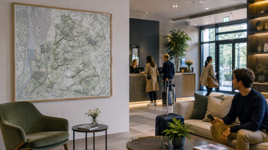 Gemeenteplattegrond Eysden-Margraten in hotel lobby HERO lichter