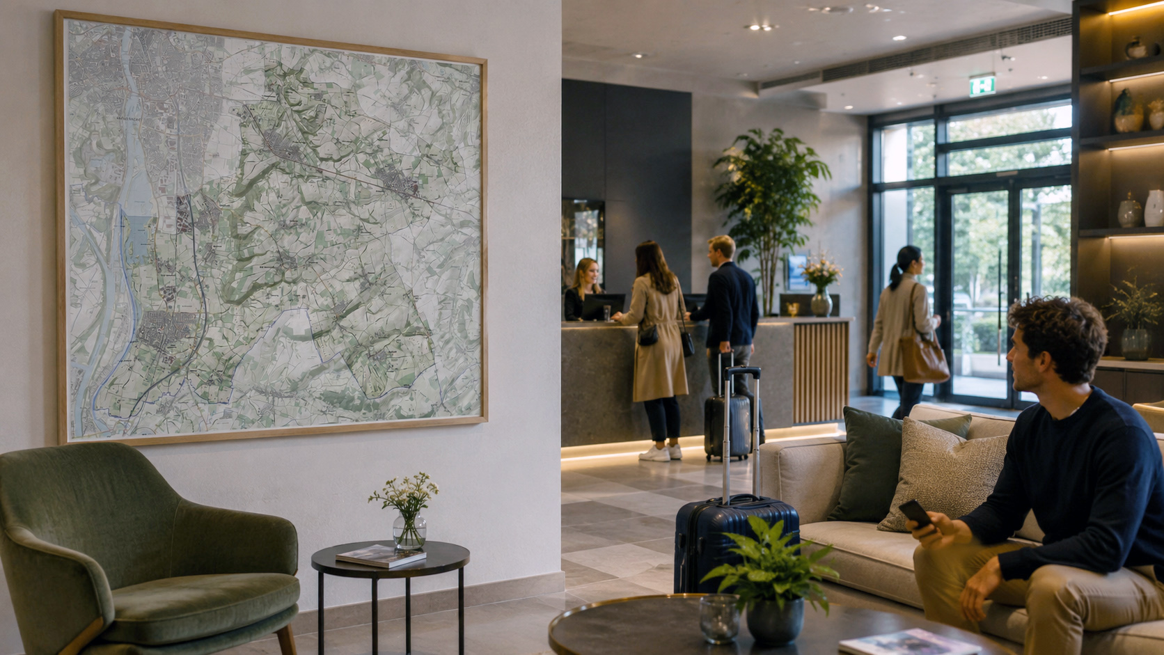 Gemeenteplattegrond Eysden-Margraten in hotel lobby HERO lichter
