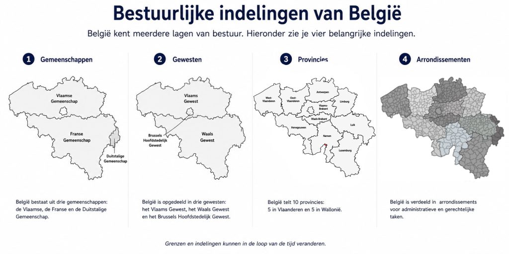 Landenkaart België administratieve indeling