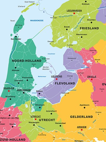 Nederlandkaart staatkundig uitsnede kaart 462