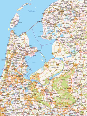 Nederlandkaart wegenkaart uitsnede kaart 1823