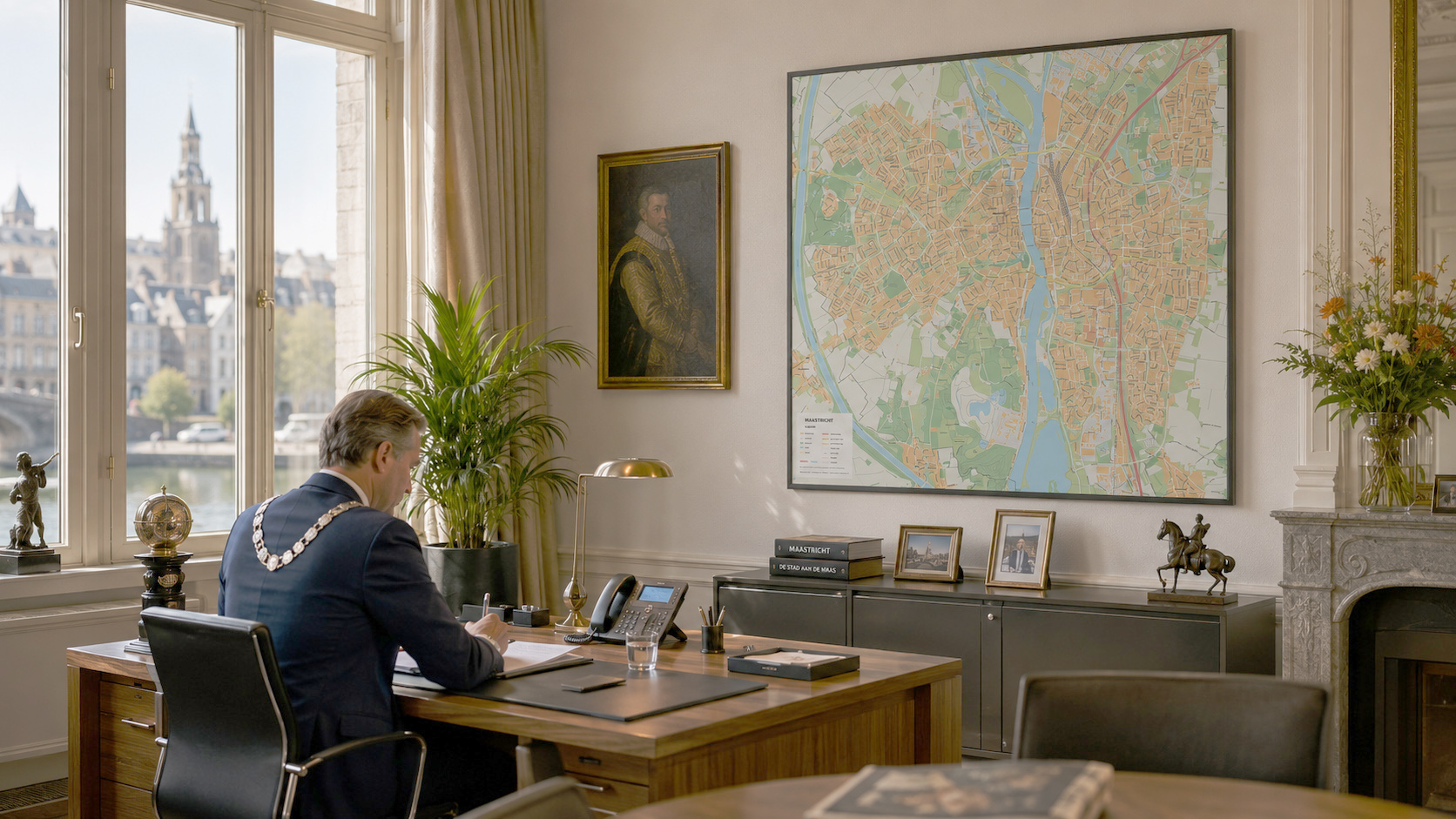 Stadsplattegrond Maatricht in het kantoor van de wetgever HERO lichter