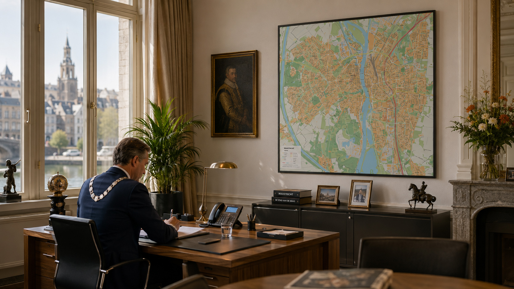 Stadsplattegrond Maatricht in het kantoor van de wetgever