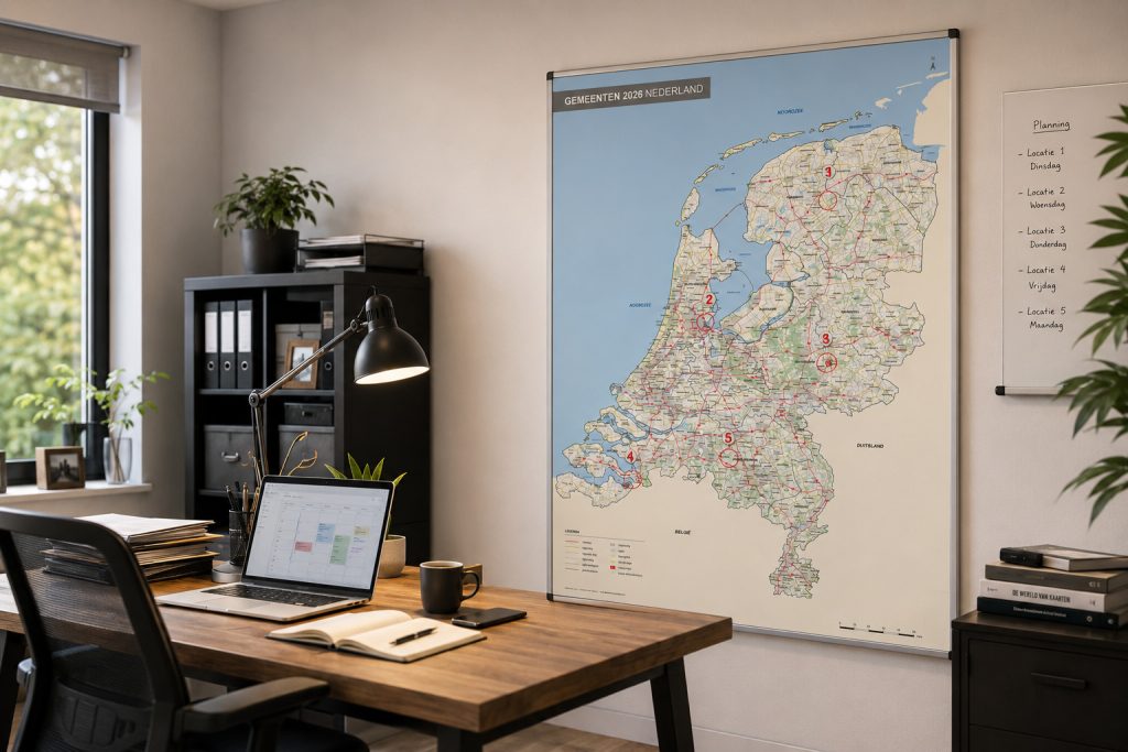 (praktijkvoorbeeld distributieplanning) Gemeentekaart 304 Nederland met vestigingen