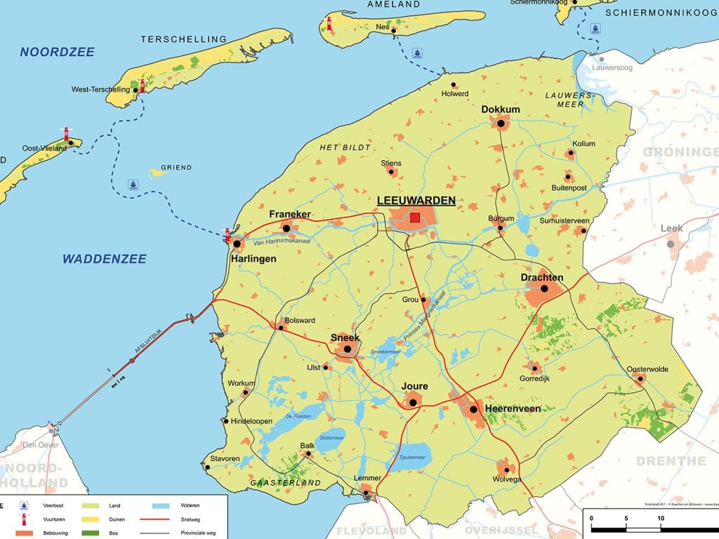 provinciekaarten friesland 451 schoolkaart met plaatsnamen