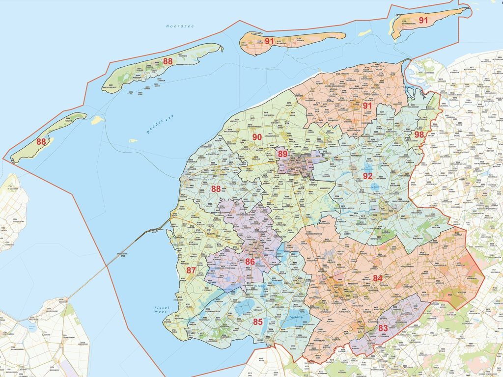 provinciekaarten friesland 619 postcodekaarten
