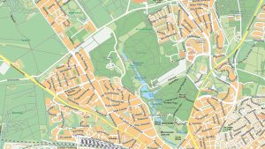 Ingezoomd voorbeeld van nationale parken in Nederland rond Arnhem