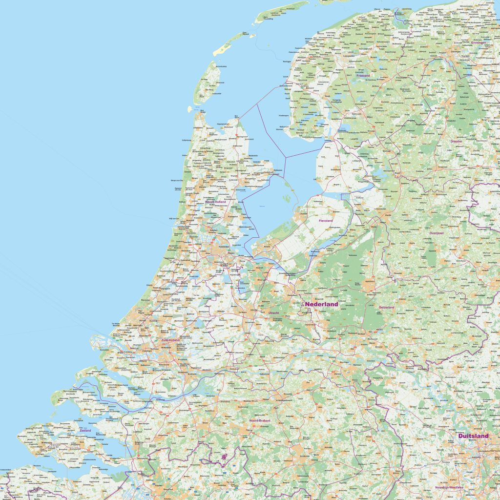 kaart op schaal 1:250.000, Nederland rond Amsterdam