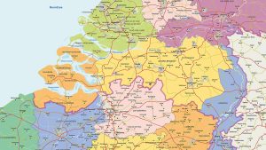 ingezoomd voorbeeld van provincies in een benelux kaart