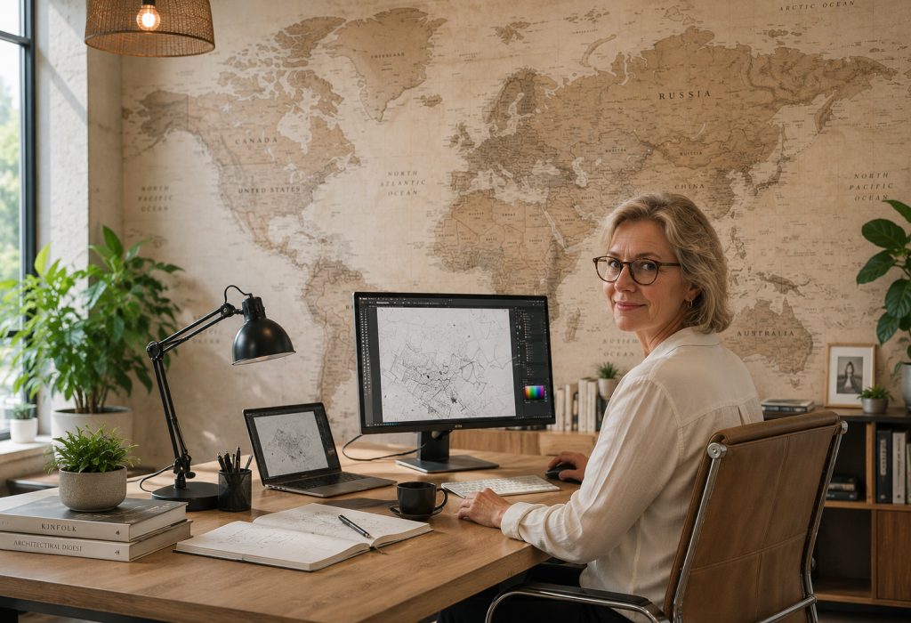 Digitale kaart wereld wanddecoratie behang wereldkaart staatkundig 746