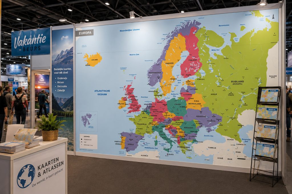 Europakaart staatkundig 1273, groot als wanddecoratie bij Beursstand