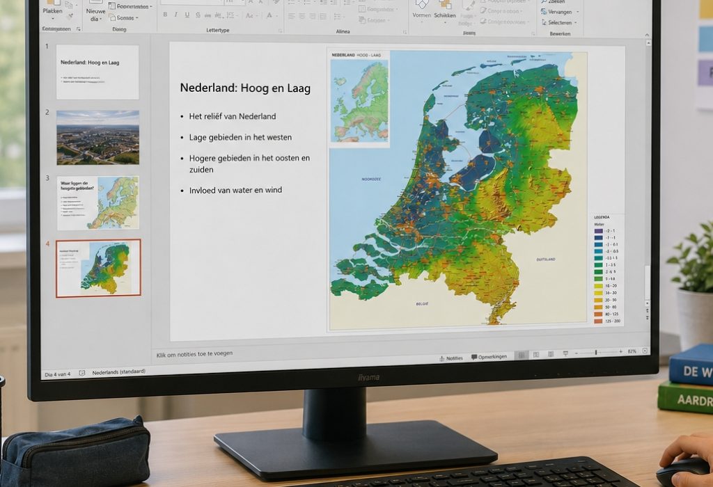 digitale hoog laag kaart nederland 263 op computer in presentatie