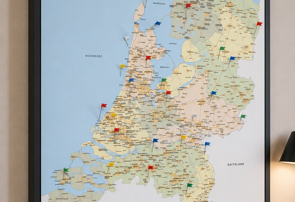 Ingelijste beprikbare kaart Nederland 533